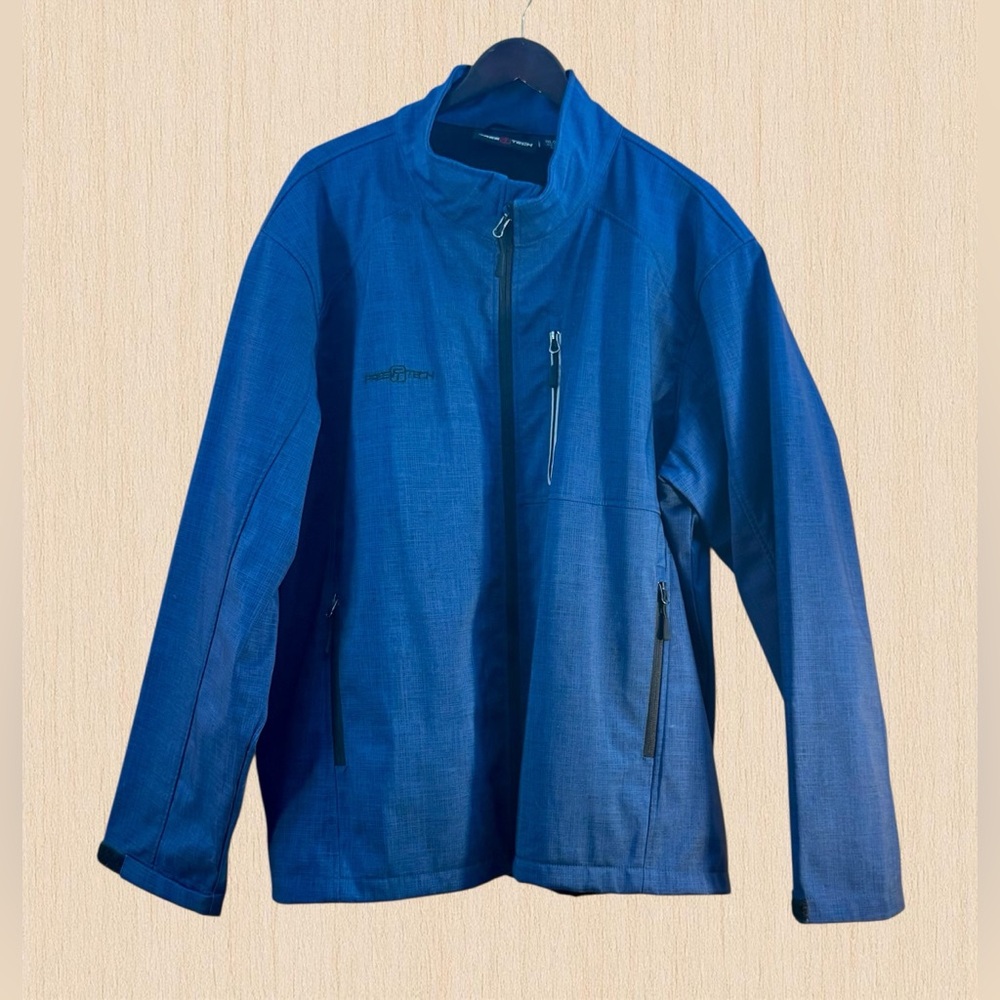 Free Tech Softshell Jacket 2XL Navy Print Fleece Lined Stretch Zip